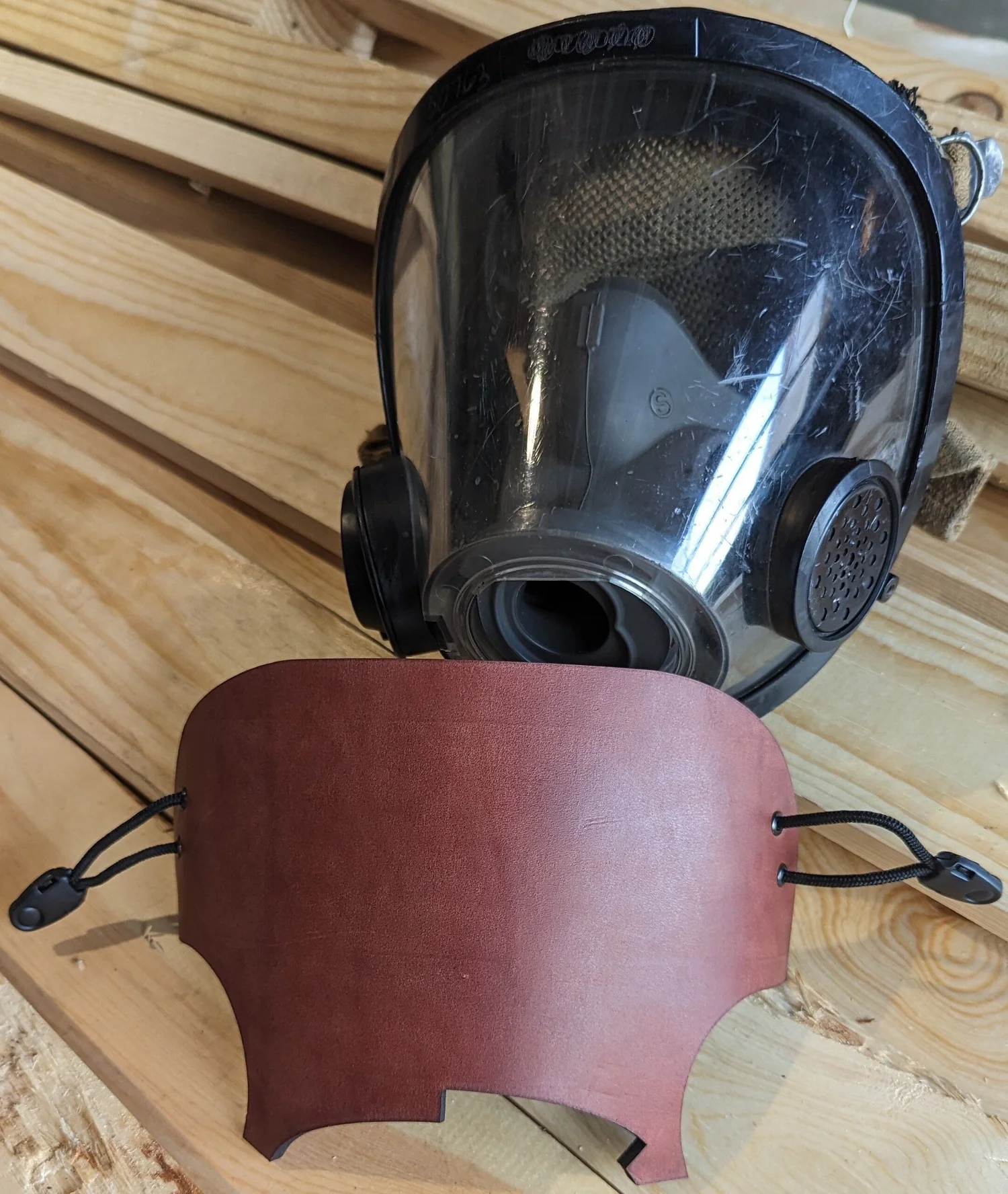 Leather blackout training mask cover for Scott AV-3000 SCBA facepiece
