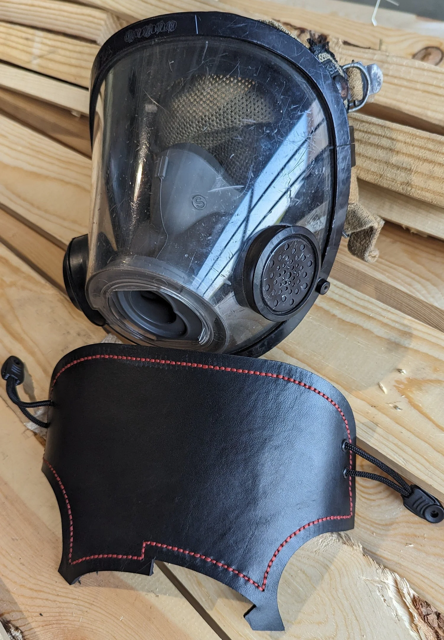 Personalized leather blackout training mask cover for Scott AV-3000 facepiece