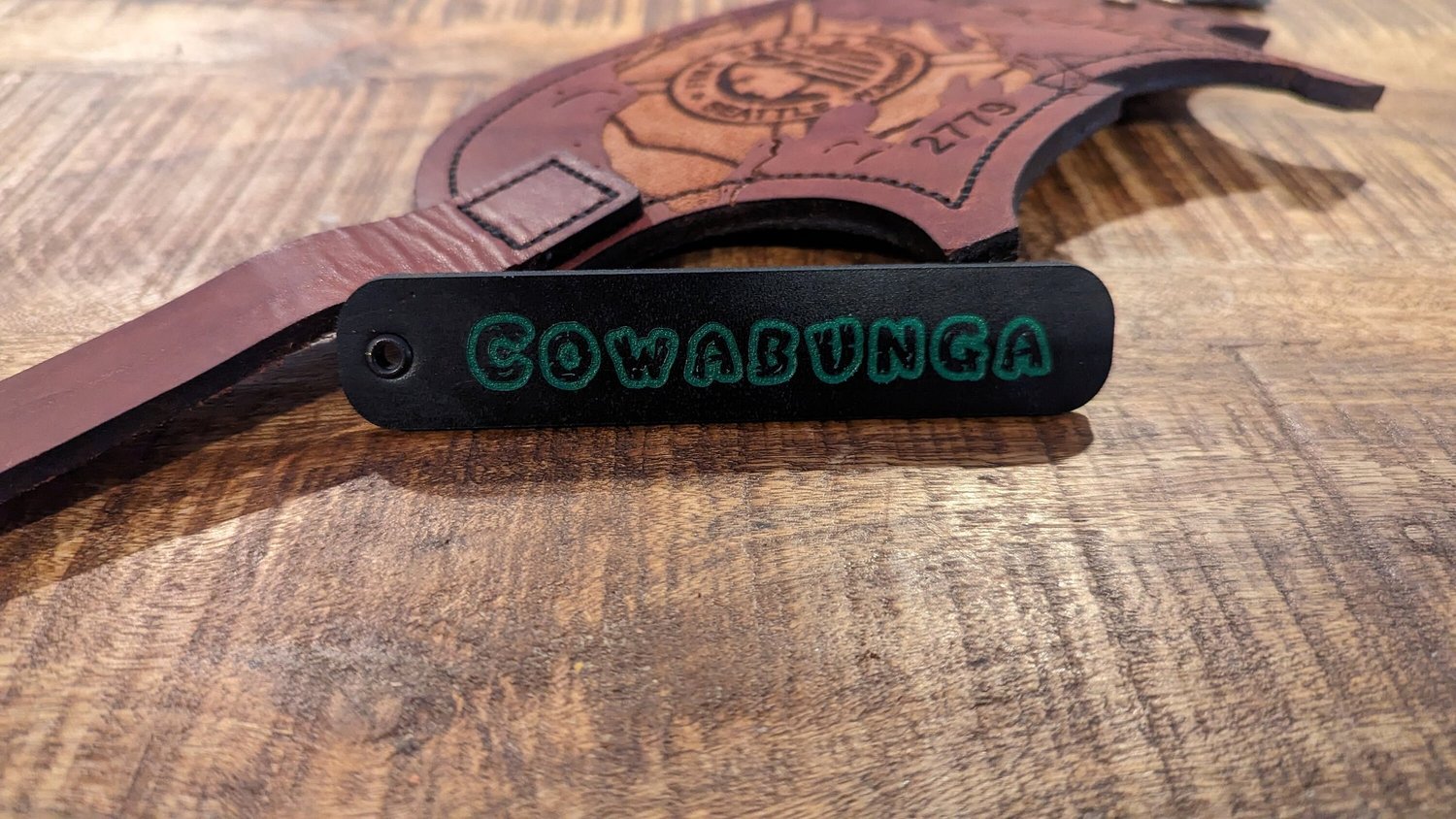 Custom leather replacement pull tab and firefighter keychain – additional product view 4