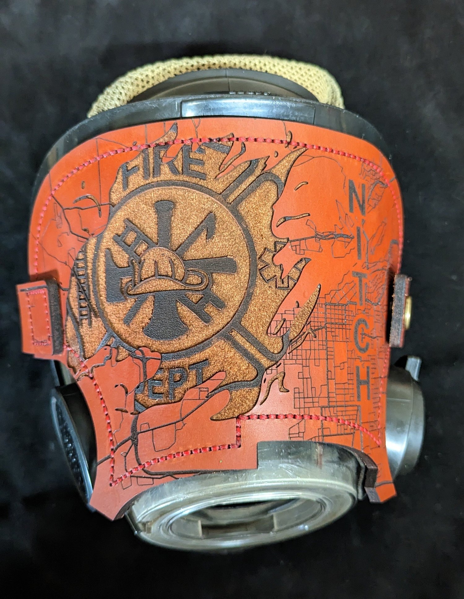 Hazelnut leather Scott AV-3000 SCBA mask cover – additional product view 7