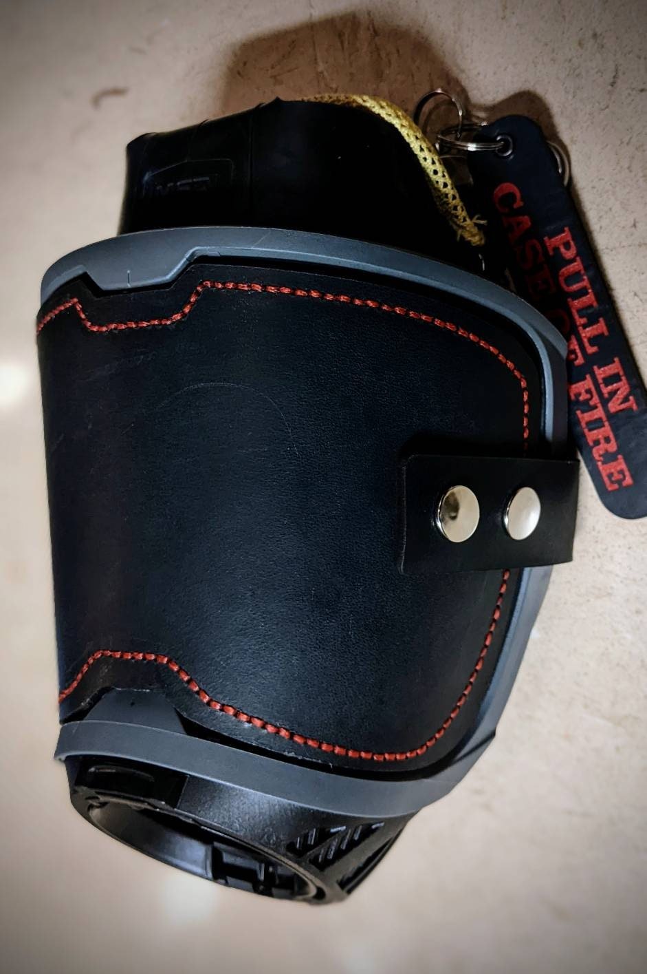 Black leather MSA G1 SCBA mask cover – additional product view 6