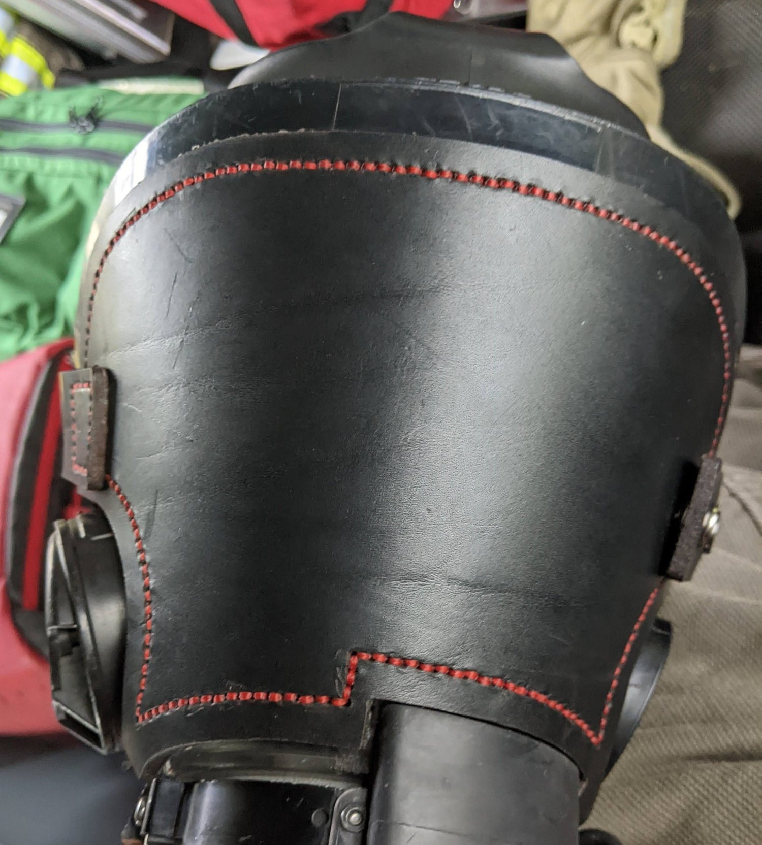 Black leather Scott AV-3000 SCBA mask cover – additional product view 6