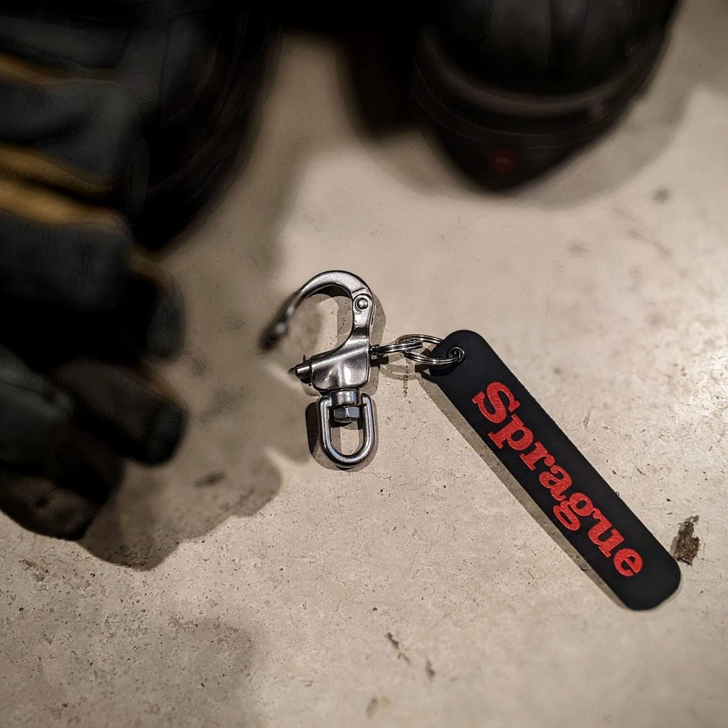Personalized leather SCBA mask holder quick-release pull tab – additional product view 2
